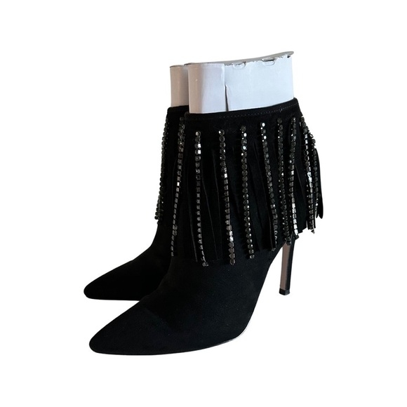 Jessica Simpson Micro Suede Rhinestone Fringe Bootie LIKE NEW!! - Picture 5 of 10